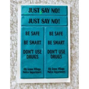 Vintage Just Say No! Don’t Use Drugs Safety Reflectors Elk Grove Village Police